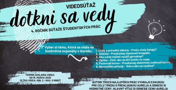 Zážitkové centrum vedy Aurelium vyhlasuje 4. ročník súťaže o Cenu Aurelia